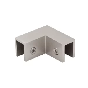 90 degree Channel glass clamp brushed nickel finished