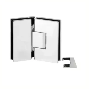 bathroom shower door hinges 135 Degree Standard Duty Adjustable Glass to glass with Cover plate square profile Chrome Finish