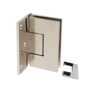 luxury door hinges 90 Degree Standard Duty Adjustable Wall to glass with Cover plate square Edge full back brushed nickel