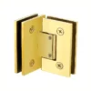 adjusting glass shower door hinge 90 Degree glass to glass Standard Duty plate square profile Gold Finish