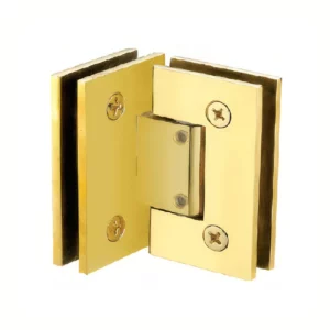 adjusting glass shower door hinge 90 Degree glass to glass Standard Duty plate square profile Gold Finish