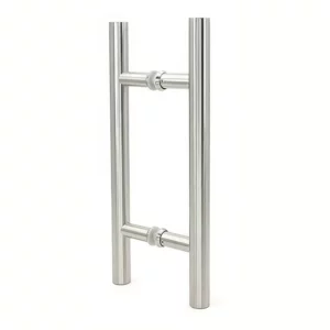 Modern Round Bar Ladder Brushed Stainless Steel Sliding Barn Door Handle for 8-12mm glass