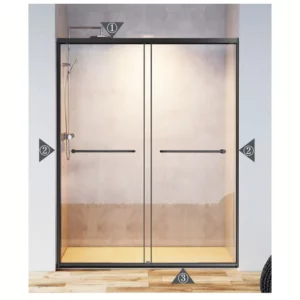 Shower Sliding door with soft stop system.