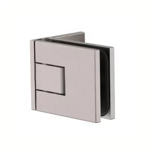 adjustable frameless shower door hinged 90 degree rectangle wall to glass with concealed screws brushed nickel