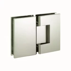 glass shower door hinged square profile glass to glass 180 degree light duty chrome finish
