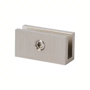 Square U Glass Shower Door Clamps brushed nickel