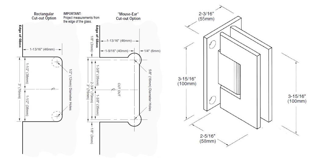 heavy duty shower hinge size