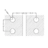 LSH012 and LSH016 glass drilling: four 14 mm holes, 32 mm vertical centres, 28 mm edge offsets and 10 mm glass gap