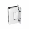 MAXGO SHH001 heavy duty shower hinge, 90° wall-to-glass mounting with an H back plate, radius corners, polished chrome finish