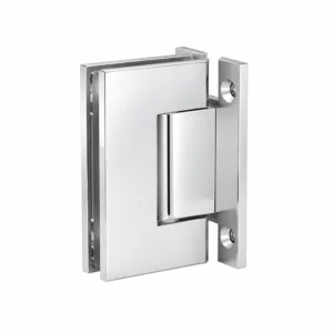 MAXGO SHH202 heavy duty square shower hinge, 90° wall-to-glass mounting with an H back plate, polished chrome finish