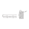 GCH series 180 degree glass-to-glass bracket dimensions and glass drilling: two 16 mm holes, 50 mm centres