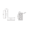 GCH series 90 degree glass-to-glass bracket dimensions and glass drilling: two 16 mm holes, 50 mm centres