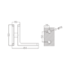 GCH series 90 degree wall-to-glass bracket dimensions and glass drilling: two 16 mm holes, 50 mm centres