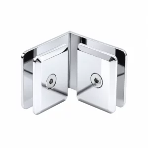 MAXGO GC091 beveled 90 degree glass-to-glass clamp in polished chrome