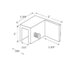 GF0L and GF0R wall mount glass clamp line drawing with dimensions