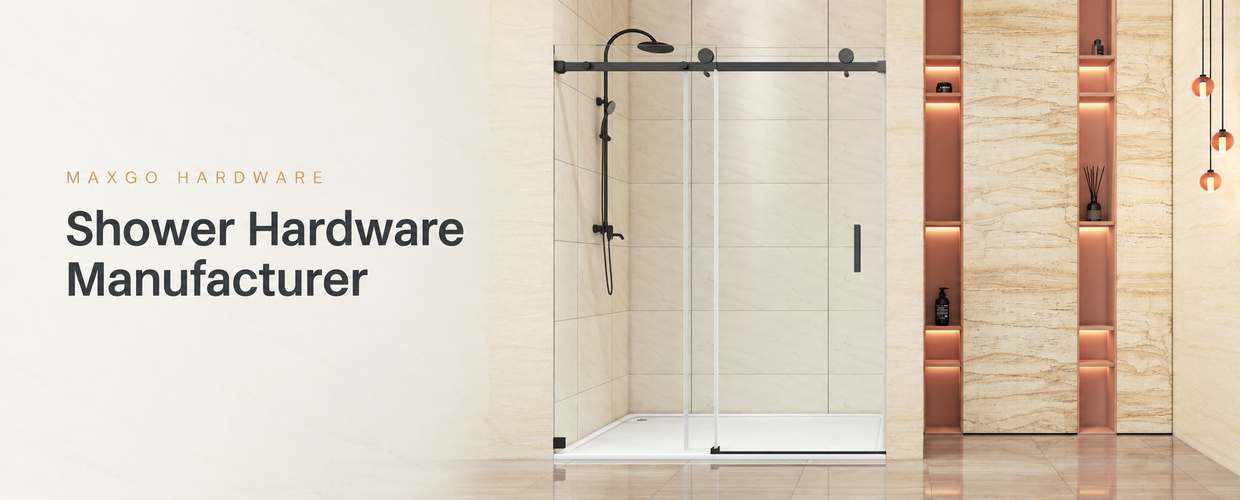 MAXGO shower hardware manufacturer – black sliding shower door installation