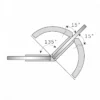135 degree glass-to-glass shower hinge motion diagram showing a 15 degree self-centering range