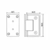 SHH heavy duty wall-to-glass shower hinge dimensions: 100 mm height, 58 mm plate width (2.28 inches) and 55 mm back plate width