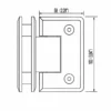 SHH 90 degree glass-to-glass heavy duty shower hinge dimensions: 100 mm height and 58 mm plate width (2.28 inches)