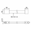 SUP60 shower ceiling support bar dimension drawing for 6–10 mm glass with a 30 x 10 x 1.0 mm rectangular tube