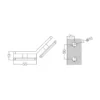 GCH series 135 degree glass-to-glass bracket dimensions and glass drilling: two 16 mm holes, 50 mm centres
