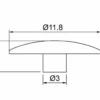 SC01 plastic screw cover cap dimensions: 11.8 mm dome diameter, 4 mm overall height and 3 mm stem diameter