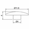 SC03 decorative plastic screw cap dimensions: 11.8 mm dome diameter, 4 mm overall height and 4 mm stem diameter