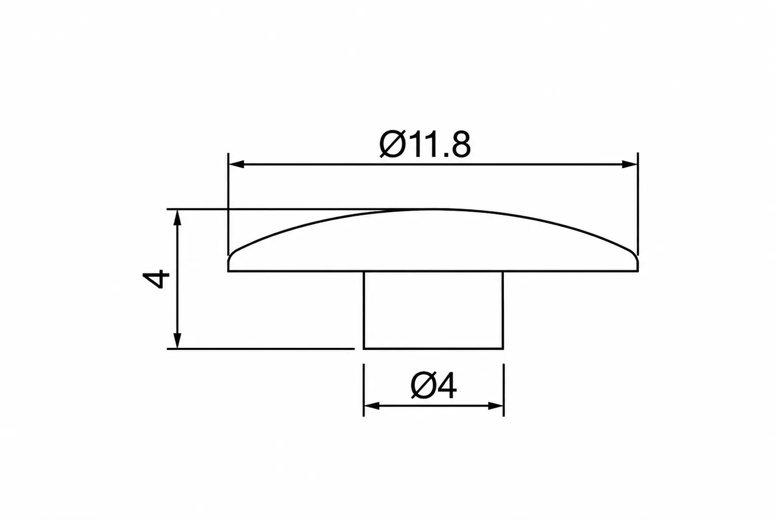 SC03 decorative plastic screw cap dimensions: 11.8 mm dome diameter, 4 mm overall height and 4 mm stem diameter